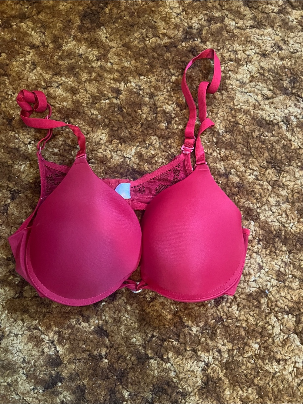 Push-Up Lace Back Bra in red